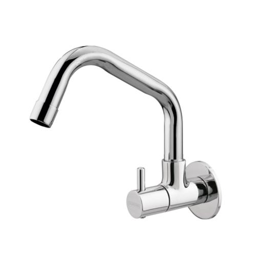 Sink Cock with Swinging Spout & Wall Flange Chrome